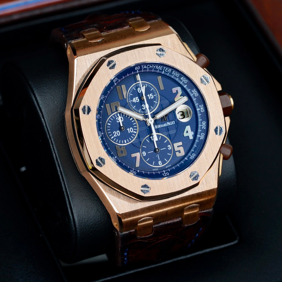 Audemars Piguet Royal Oak Offshore 26365OR.OO.D801CR.01 “PRIDE OF ARGENTINA” Deep Blue Dial Rose Gold Leather Strap 42mm