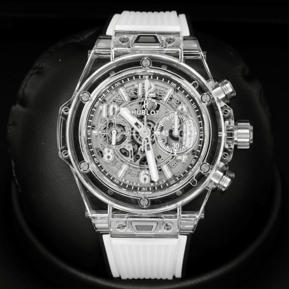 Hublot Big Bang Unico 411.JX.4802.RT Sapphire Skeleton Rubber Strap 45mm