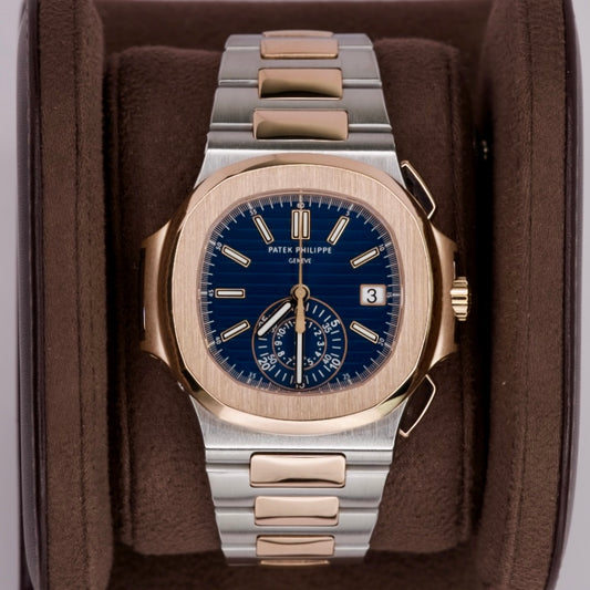 Patek Philippe Nautilus 5980/1AR-001 Blue Dial Chronograph Two-Tone Rose Gold & Steel 40.5mm