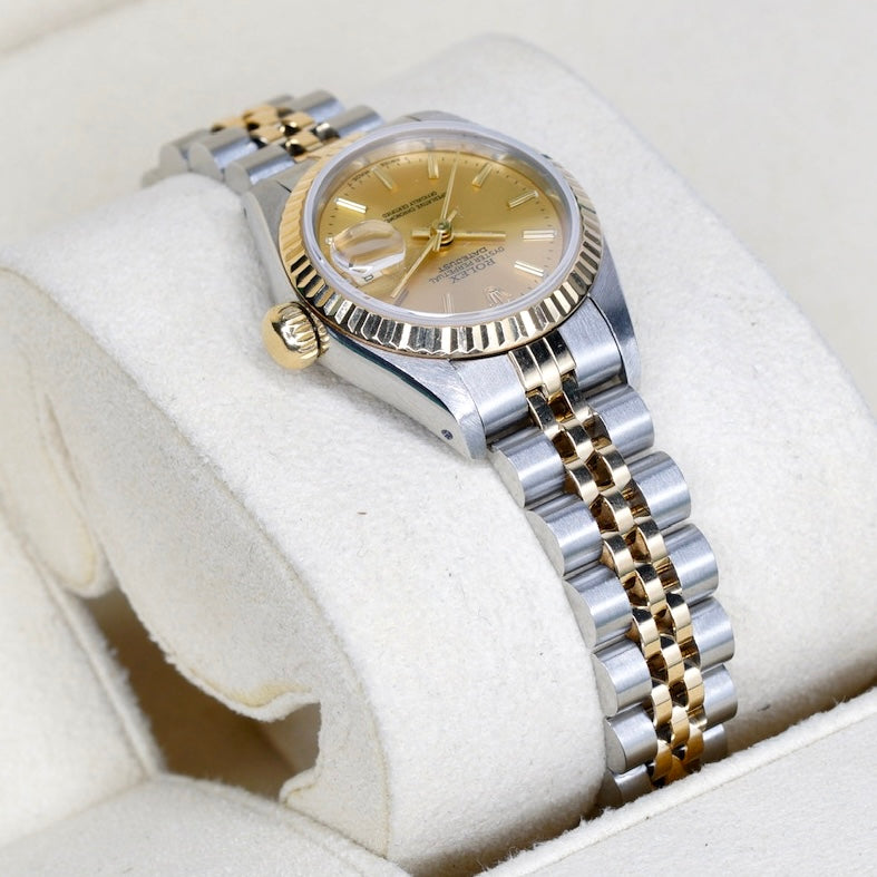 Rolex Lady-Datejust 69173 Champagne Stick Dial Two-Tone Yellow Gold & Steel Jubilee 26mm