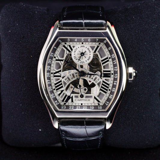 Cartier Tortue W1580048 Perpetual White Gold Skeleton Dial
