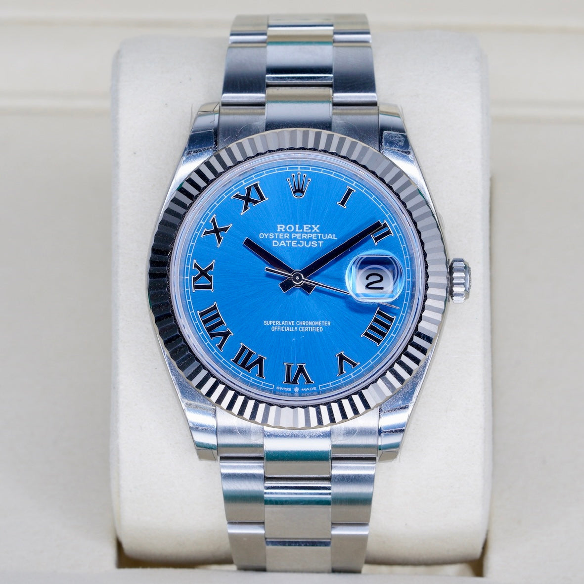 Rolex NEW OLD STOCK Datejust 126334 “AZZURRO” Blue Roman Dial Stainless Steel Oyster 41mm