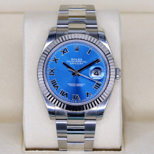 Rolex NEW OLD STOCK Datejust 126334 “AZZURRO” Blue Roman Dial Stainless Steel Oyster 41mm