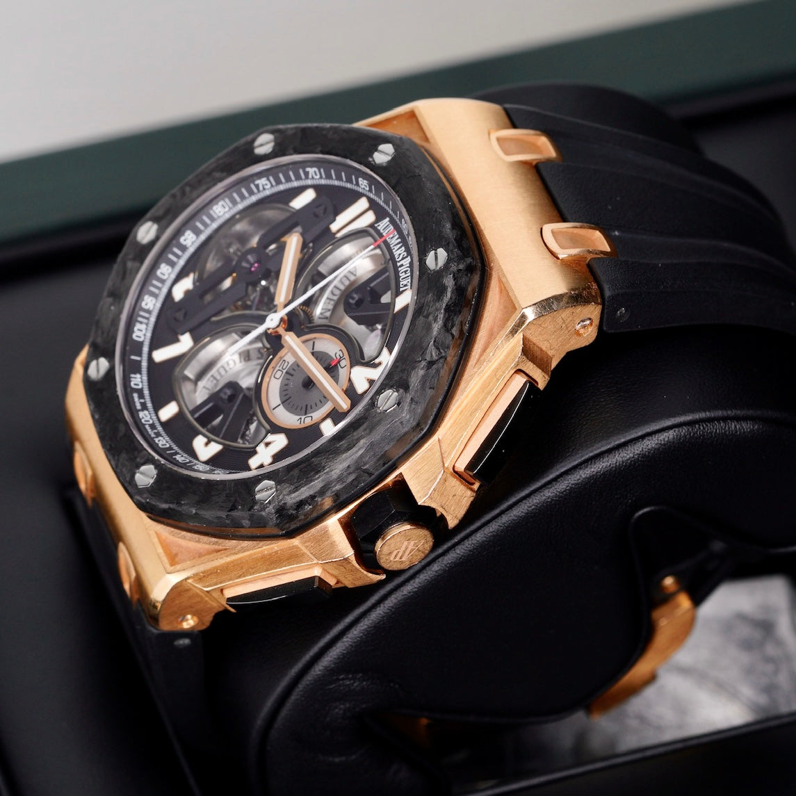 Audemars Piguet Royal Oak Offshore 26288OF.OO.D002CR.01 “TOURBILLON” Skeleton Dial Rose Gold Chronograph Carbon Case 44mm