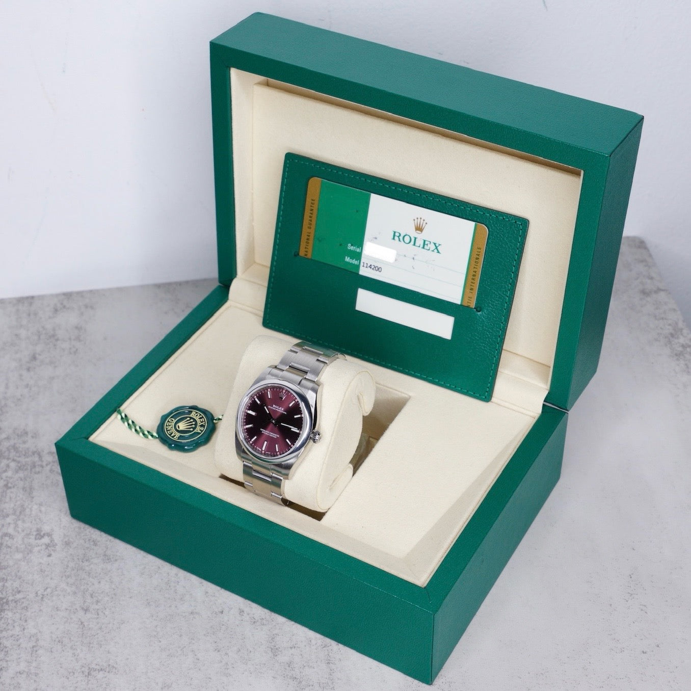 Rolex Oyster Perpetual 114200 “GRAPE” Purple Dial Stainless Steel 34mm 2019