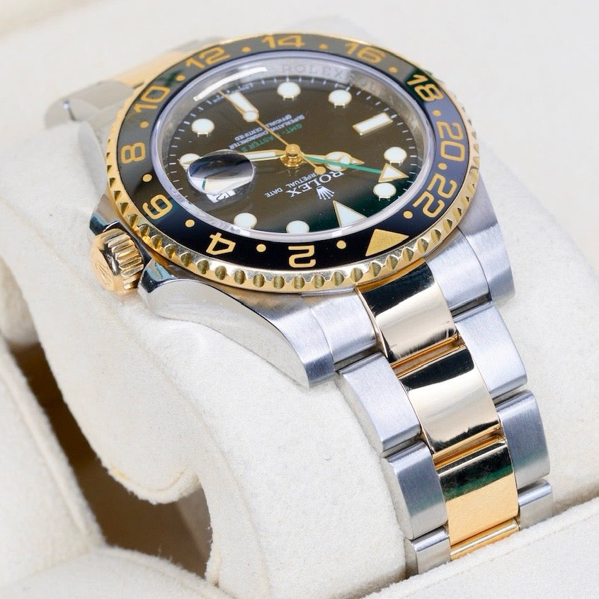Rolex GMT-Master II 116713LN Black Dial Green Arrow Two-Tone Yellow Gold & Steel 40mm