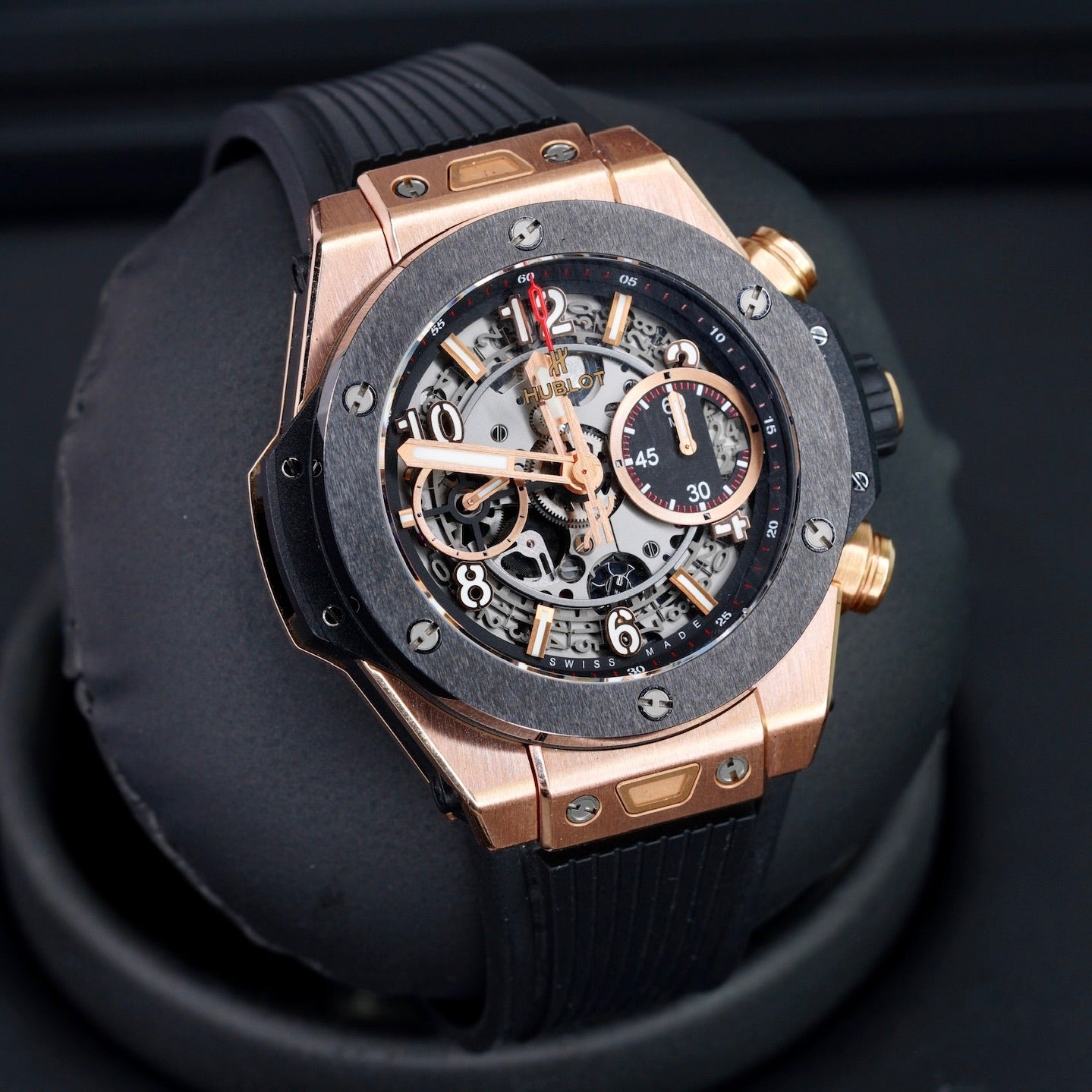 Hublot Big Bang Unico 441.OM.1180.RX Skeleton Dial Ceramic Bezel King Gold 42mm