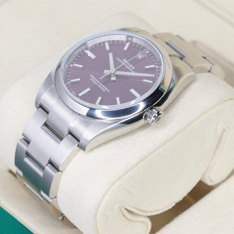 Rolex Oyster Perpetual 114200 “GRAPE” Purple Dial Stainless Steel 34mm 2019