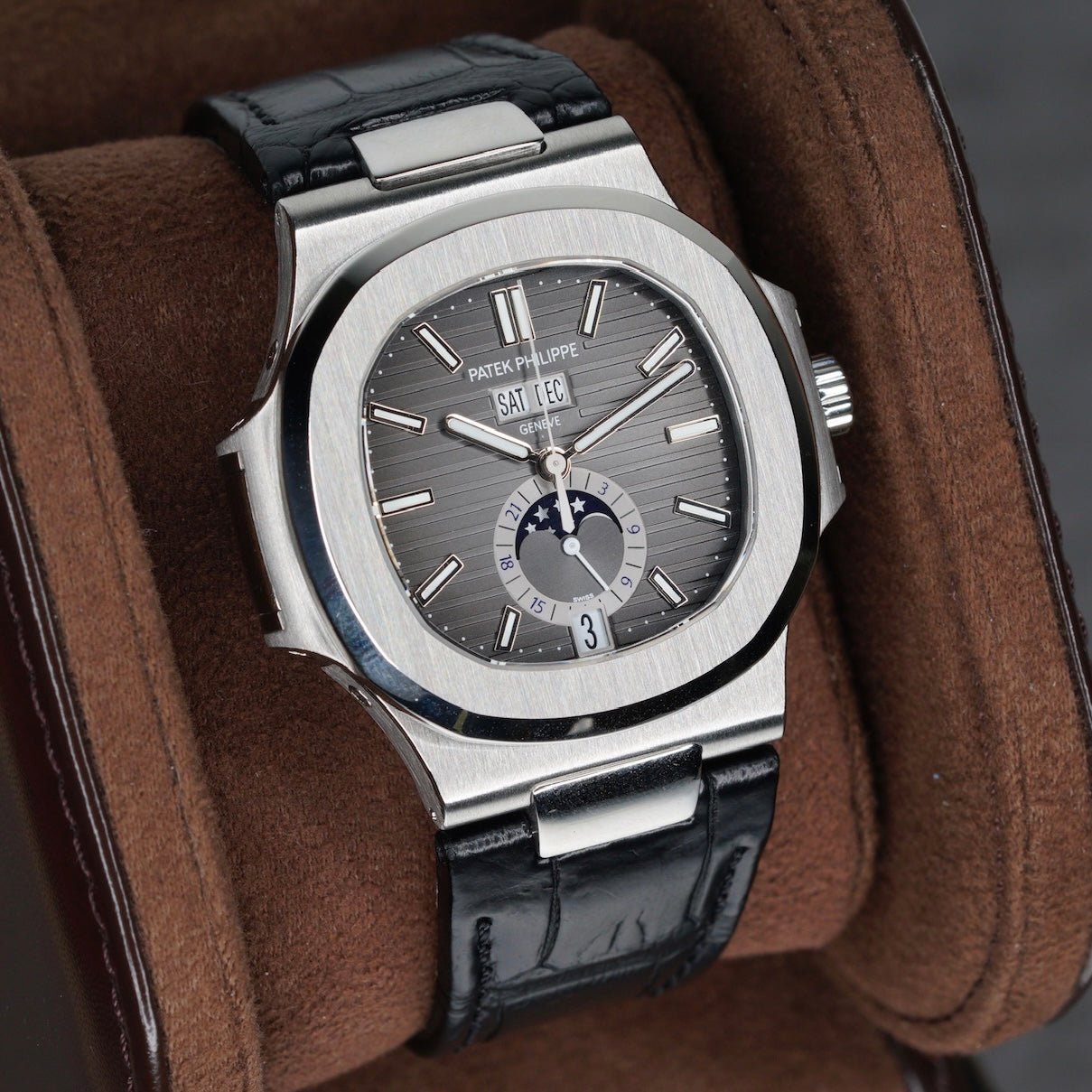 Patek Philippe Nautilus 5726A-001 Black Dial Stainless Steel Leather Strap