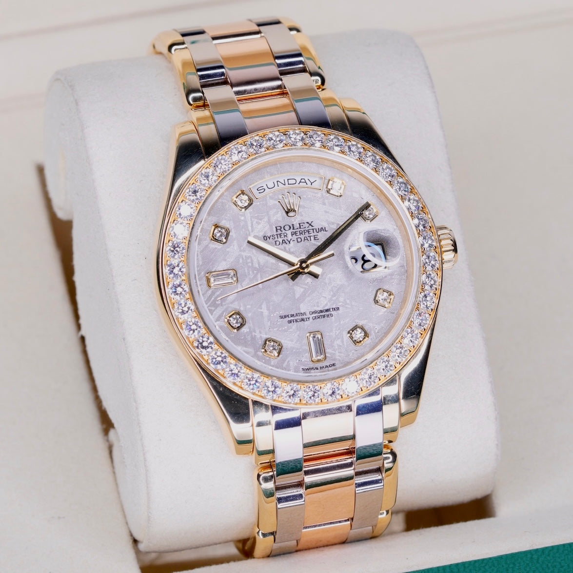Rolex Day-Date 18948 “MASTERPIECE” Diamond Meteorite Dial Tridor Diamond Bezel