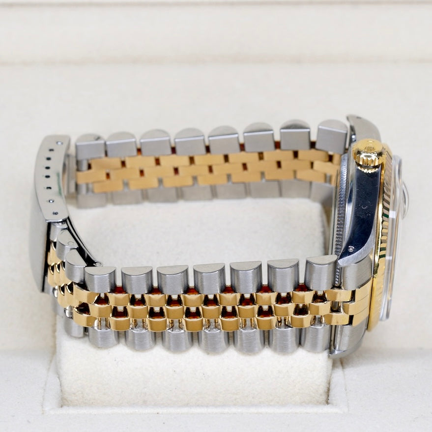 Rolex Datejust 16233 Silver Stick Dial Two-Tone Yellow Gold & Steel 36mm