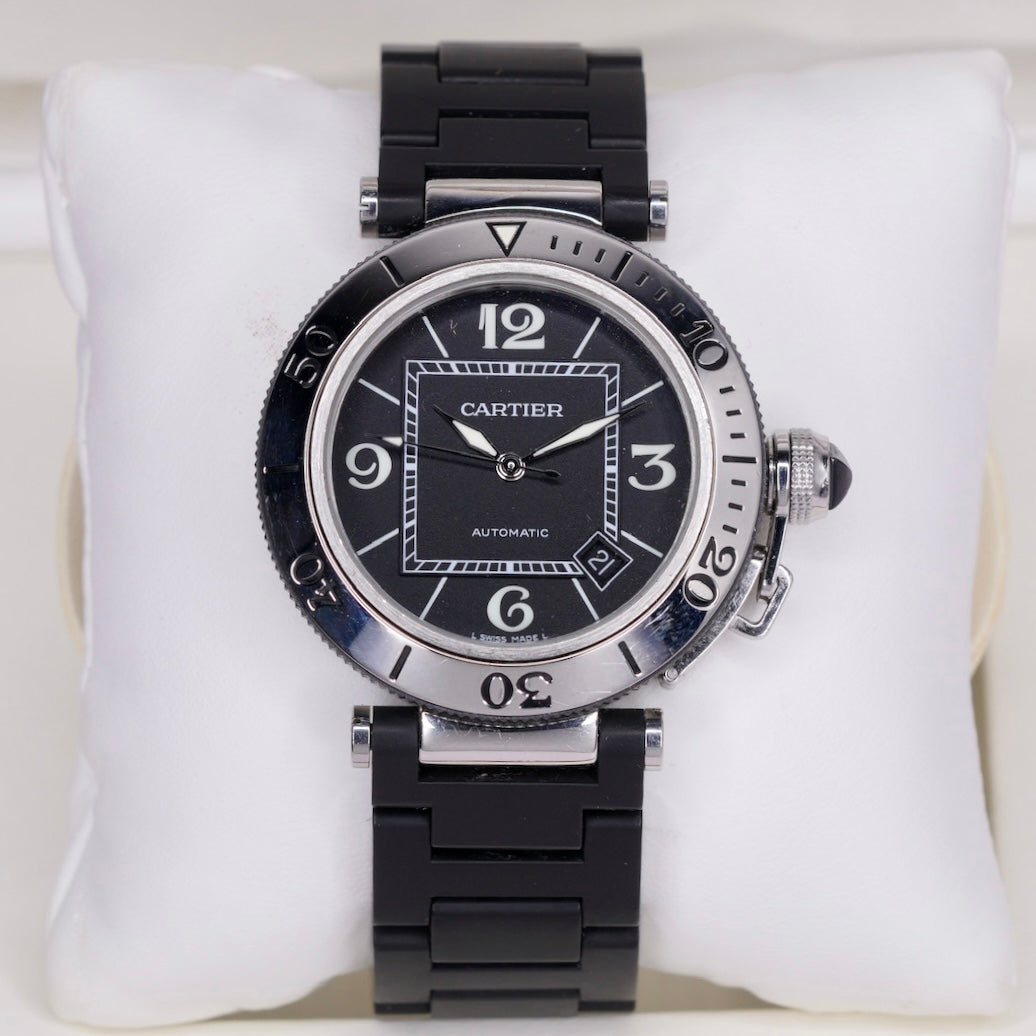 Cartier Pasha Seatimer 2790 Black Dial Stainless Steel & Rubber 40mm