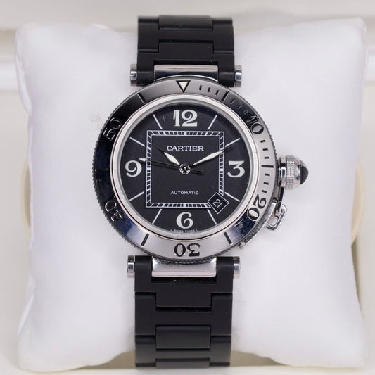 Cartier Pasha Seatimer 2790 Black Dial Stainless Steel & Rubber 40mm