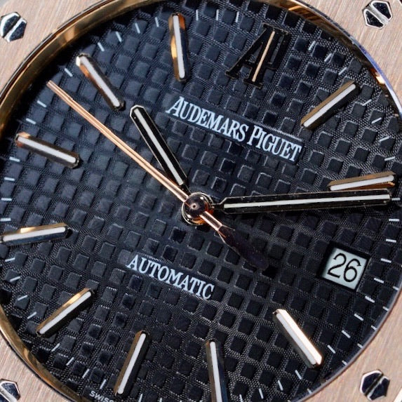 Audemars Piguet Royal Oak 15300OR.OO.D002CR.01 “BLACK OAK” Black Dial Rose Gold Leather Strap 39mm