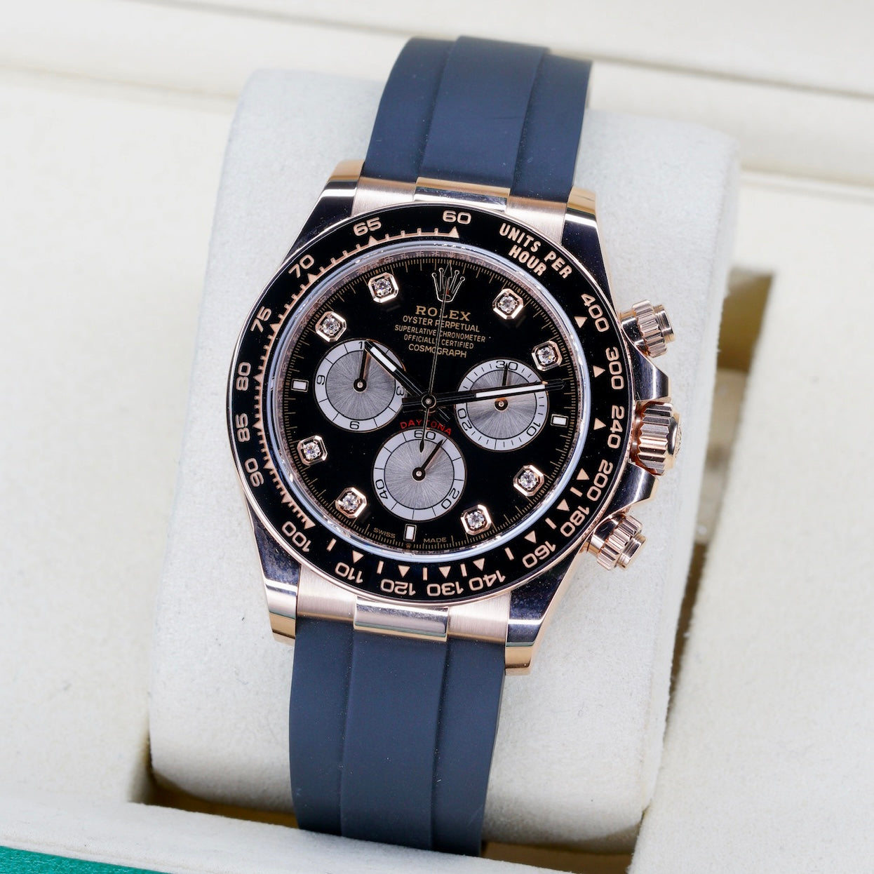 Rolex Daytona 126515LN Black Diamond Dial Rose Gold Oysterflex Cosmograph 40mm 2025