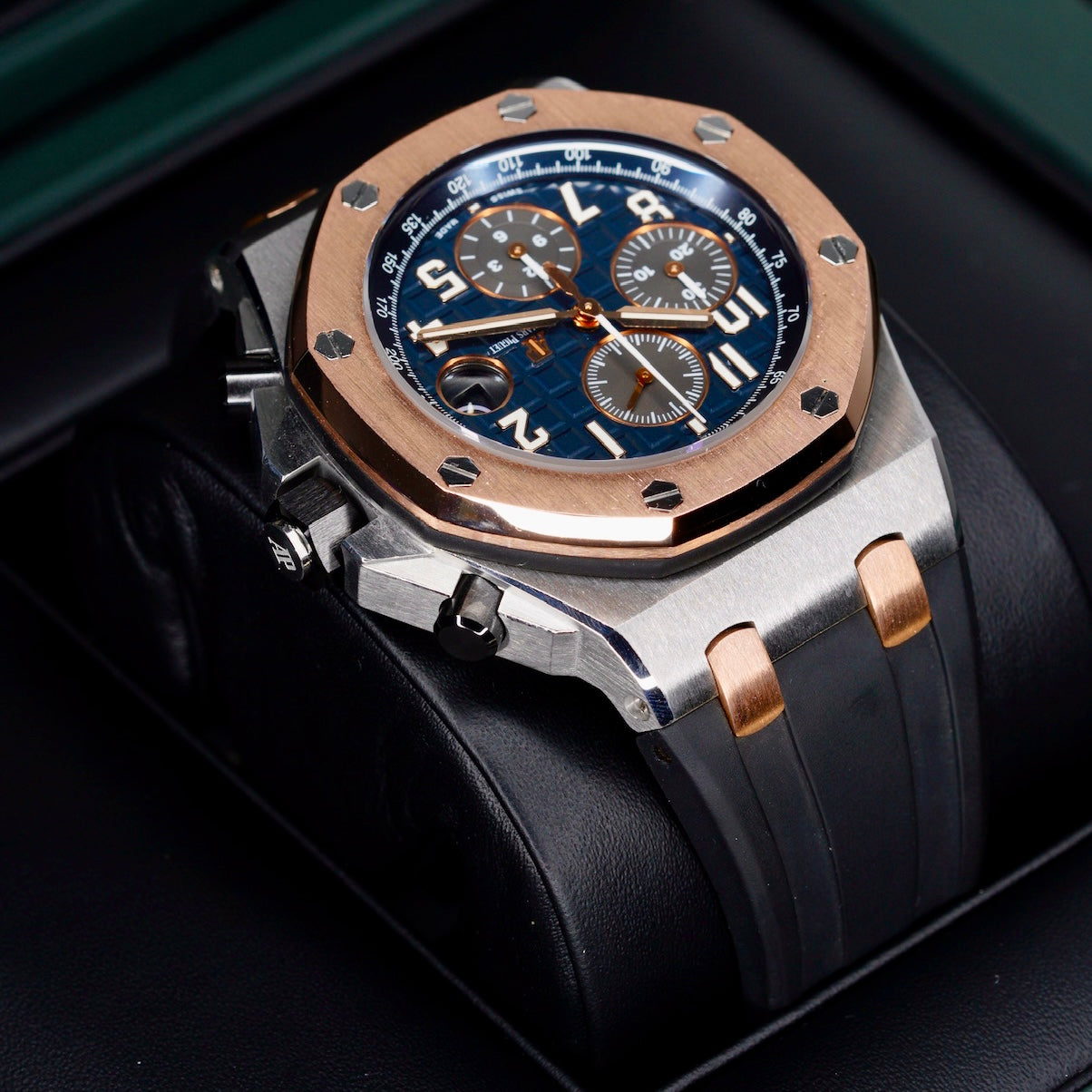 Audemars Piguet Royal Oak Offshore 26471SR.OO.D101CR.01 “BUCHERER” Blue Dial Two-Tone Rose Gold & Steel Chronograph 42mm