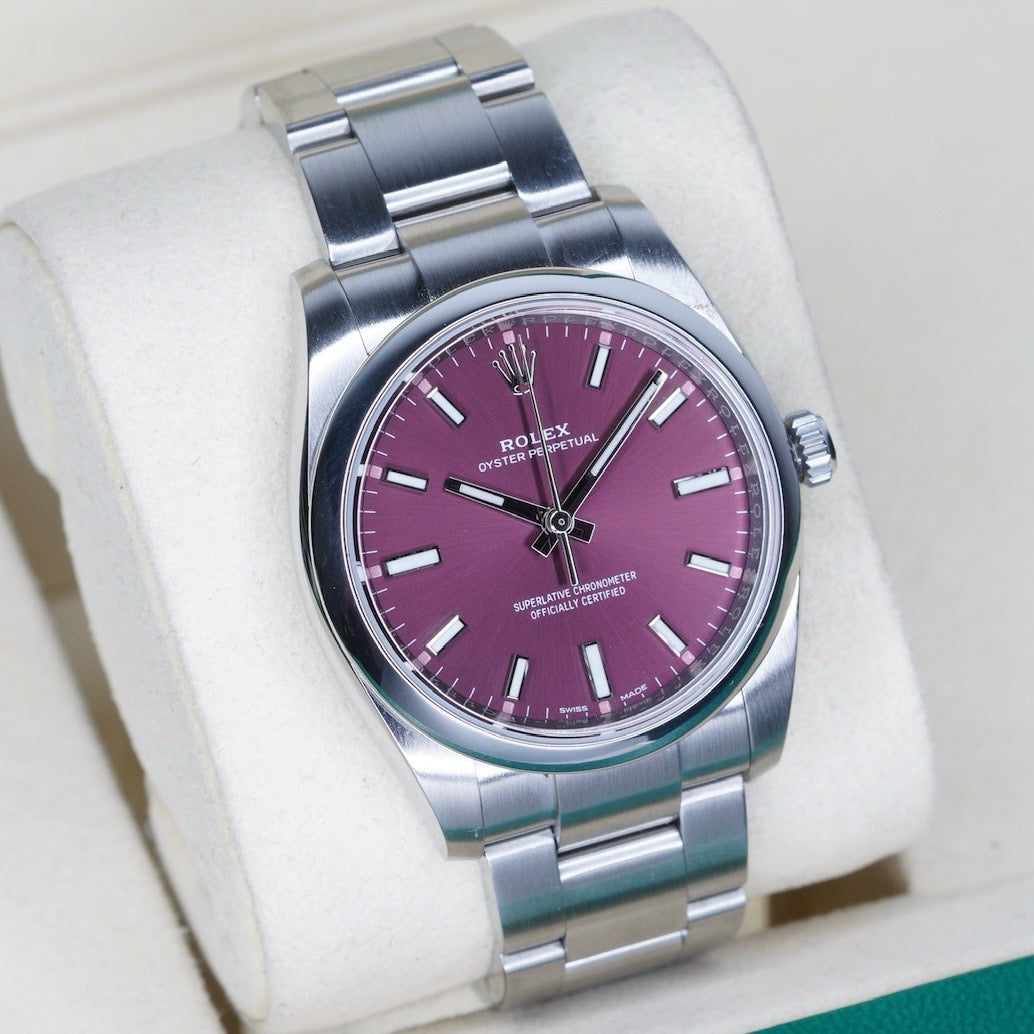 Rolex Oyster Perpetual 114200 “GRAPE” Purple Dial Stainless Steel 34mm 2019