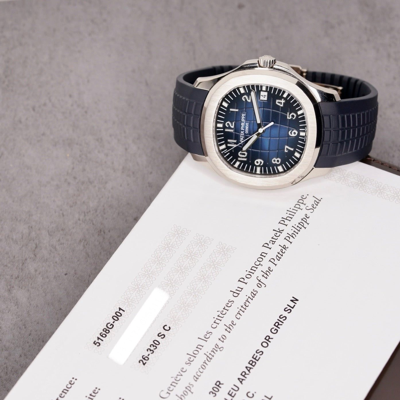 Patek Philippe NEW 2026 Aquanaut 5168G-001 “BLUE AQUA” Blue Dial White Gold Blue Tropical Strap 42mm