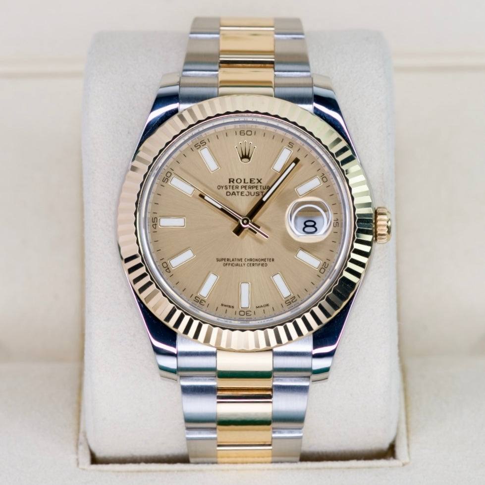 Rolex Datejust II 116333 “CHAMPAGNE” Two-Tone Yellow Gold & Steel Champagne Dial 41mm