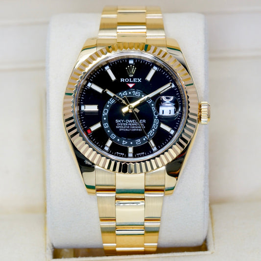 Rolex Sky-Dweller 326938 Black Dial Yellow Gold 42mm