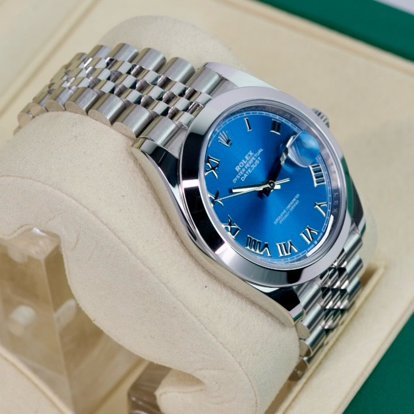 Rolex Datejust 126300 “AZZURRO” Blue Roman Dial Smooth Besel Stainless Steel 41mm