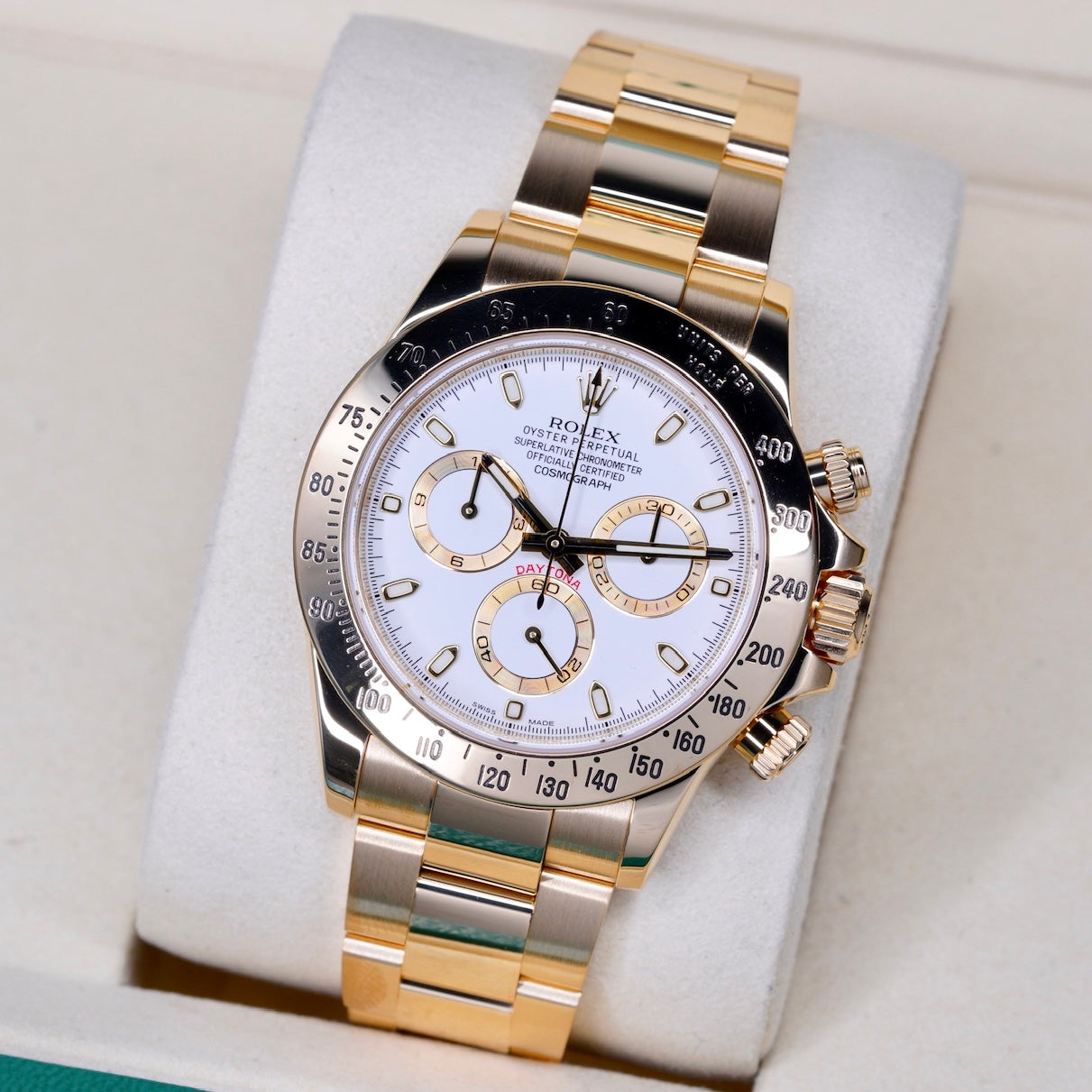 Rolex Daytona 116528 White Dial Yellow Gold 40mm 2014