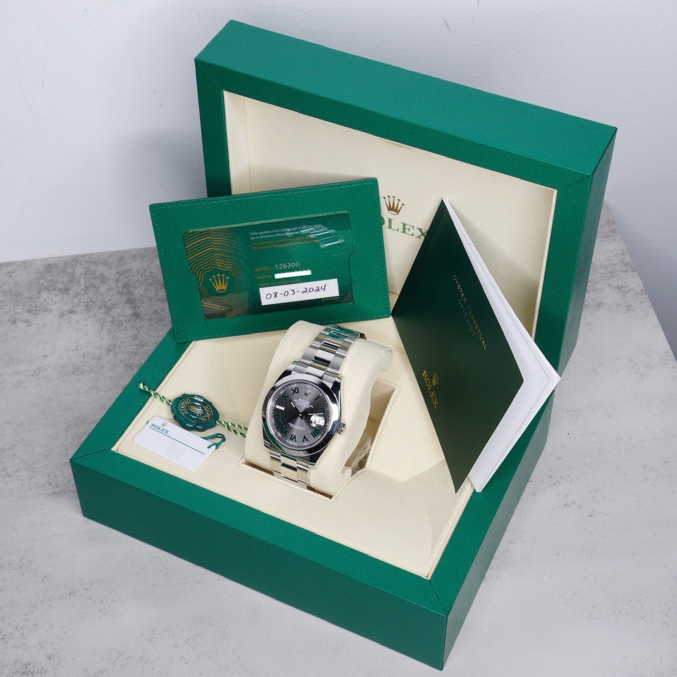 Rolex Datejust 126300 “WIMBLEDON” Grey Green Roman Dial Stainless Steel Smooth Bezel Oyster 41mm 2024