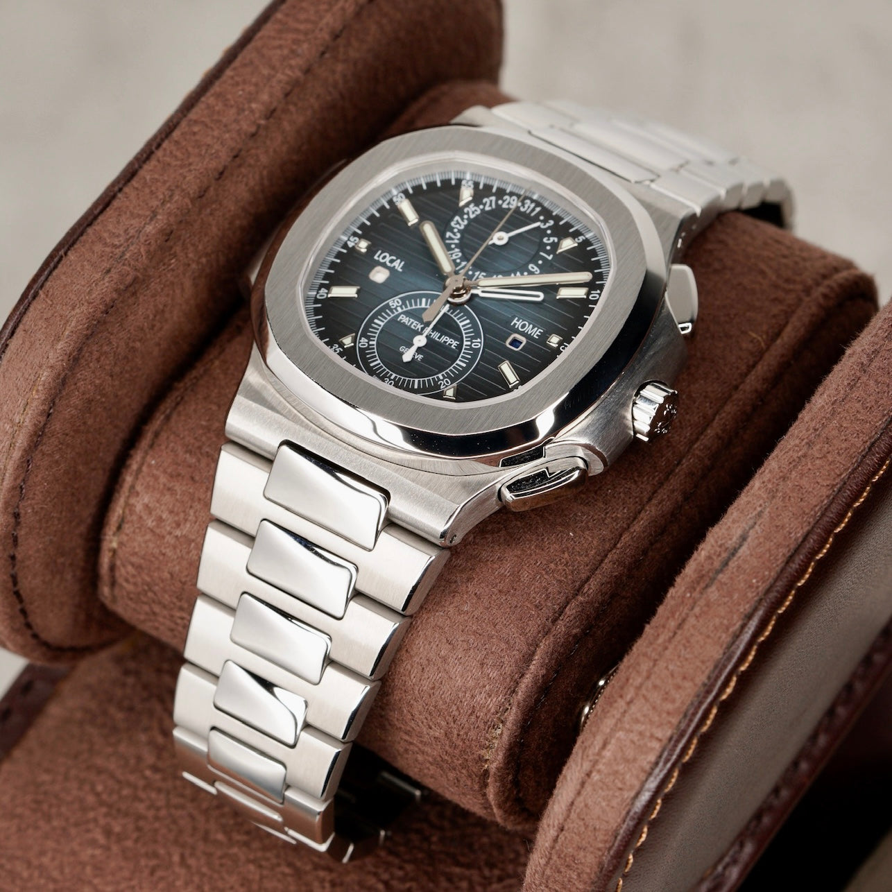 Patek Philippe Nautilus 5990/1A-011 Blue Smoked Dial Travel Time Stainless Steel Chronograph 2025