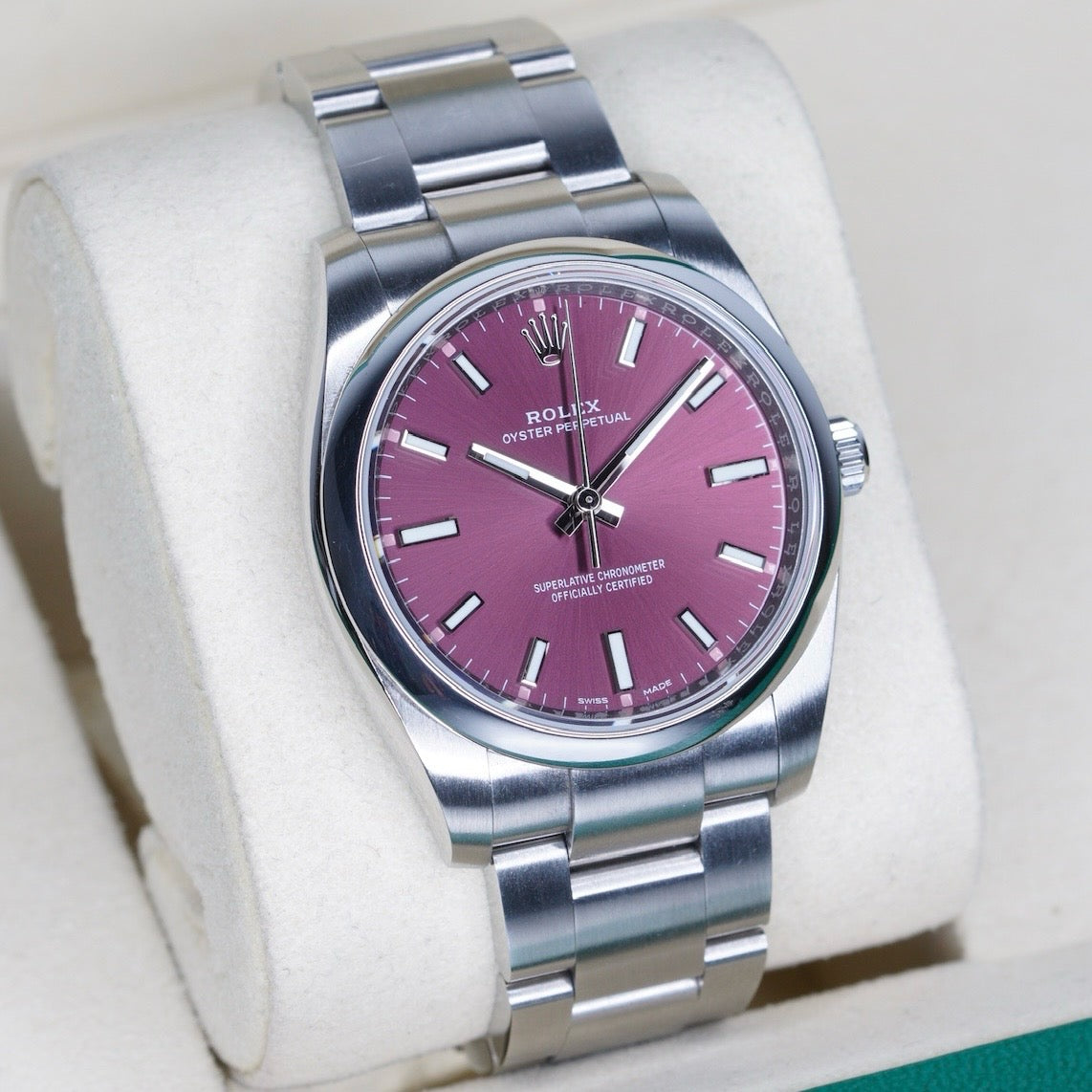 Rolex Oyster Perpetual 114200 “GRAPE” Purple Dial Stainless Steel 34mm 2019