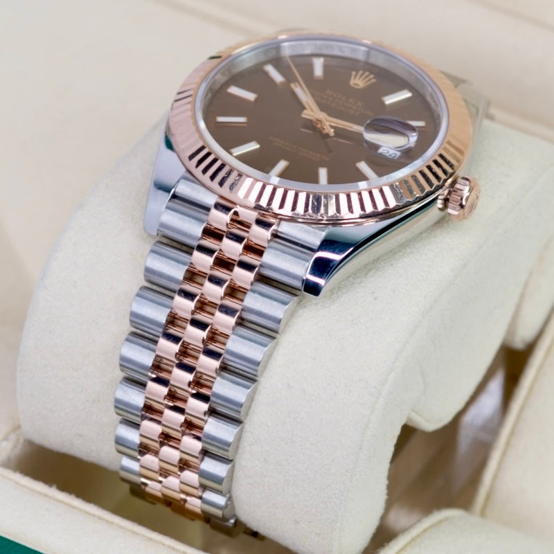 Rolex Datejust 126331 “CHOCOLATE” Brown Stick Dial Rose Gold & Steel Jubilee 41mm