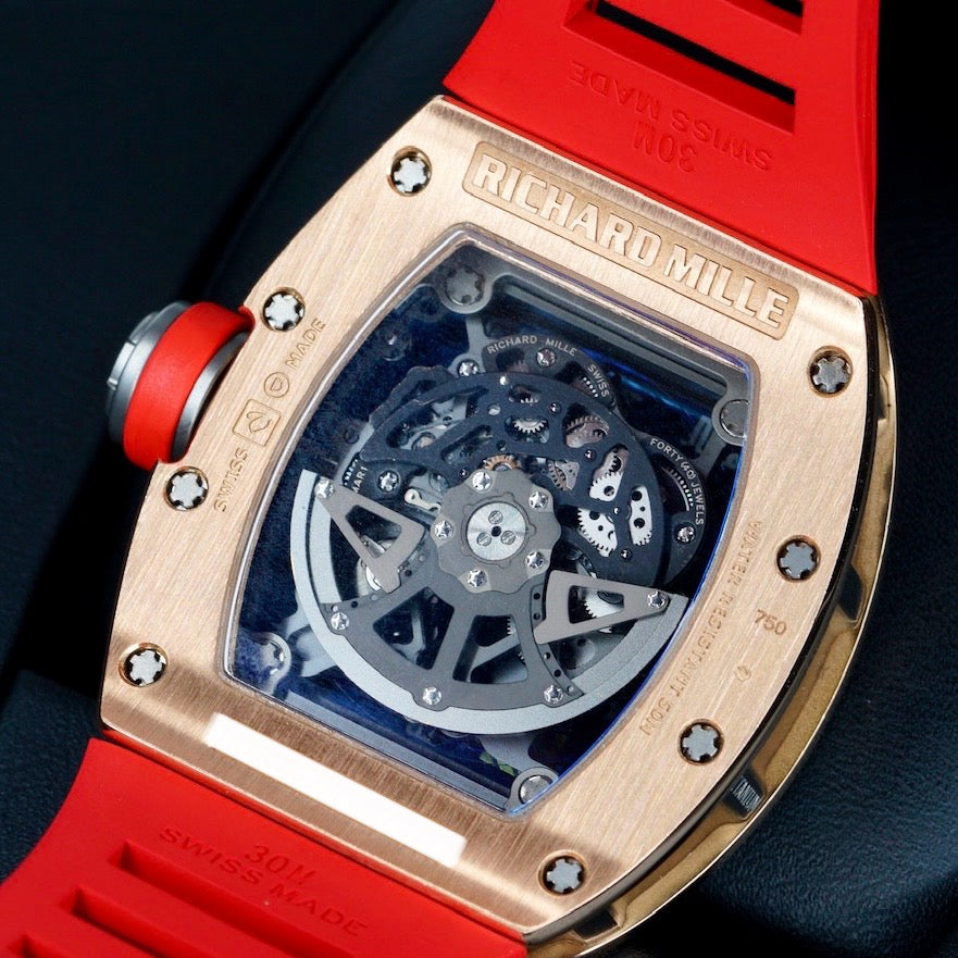 Richard Mille Rm 030 AL RG Skeleton Dial Rose Gold Red Rubber Strap 2015