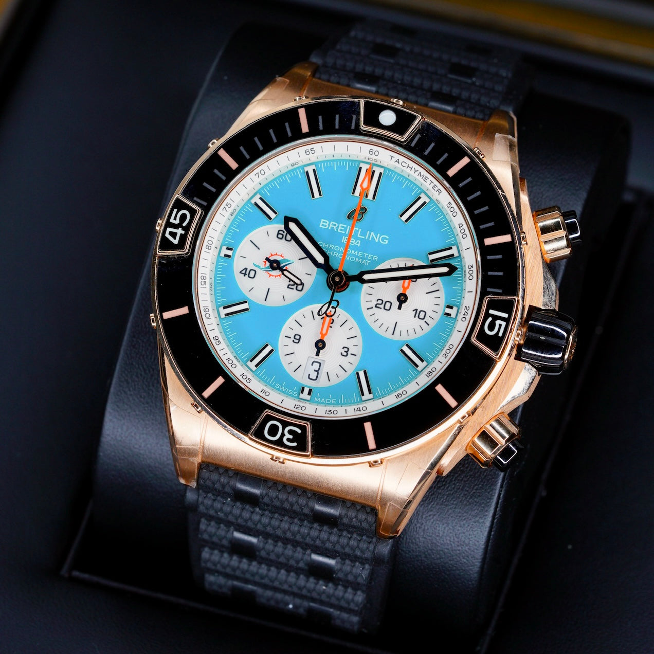 Breitling Super Chronomat RB01366A1L3S1 “EAGLES” Turquoise Dial Rose Gold Philadelphia Eagles Limited 44mm