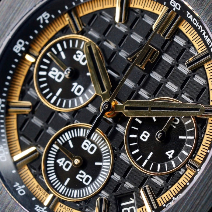 Audemars Piguet Royal Oak Offshore 26420CE.OO.A127CR.01 Ceramic Black Dial Yellow Accents Rubber Strap