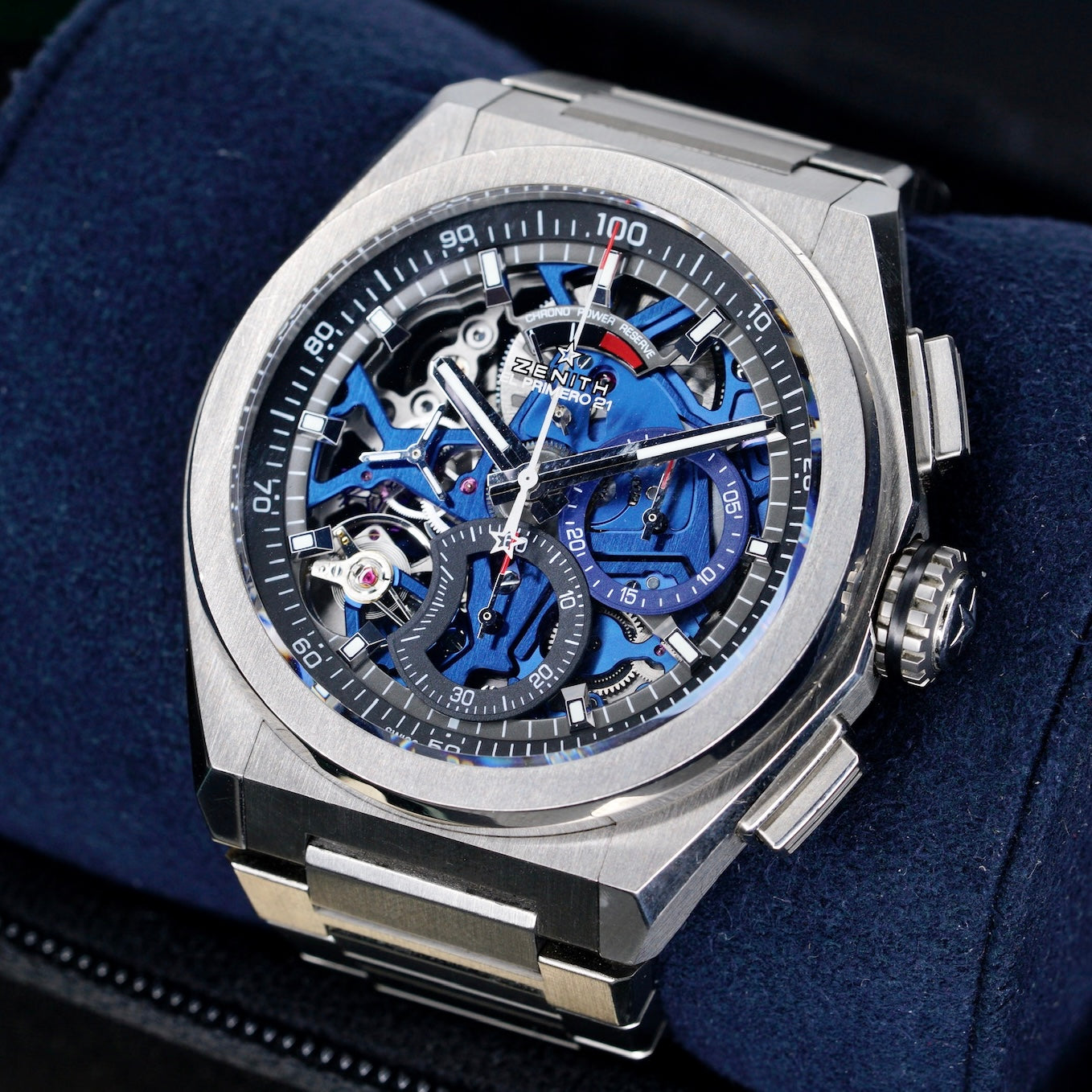 Zenith Defy El Primero 21 95.9002.9004/78.M9000 Skeleton Blue Dial Titanium 44mm 2019