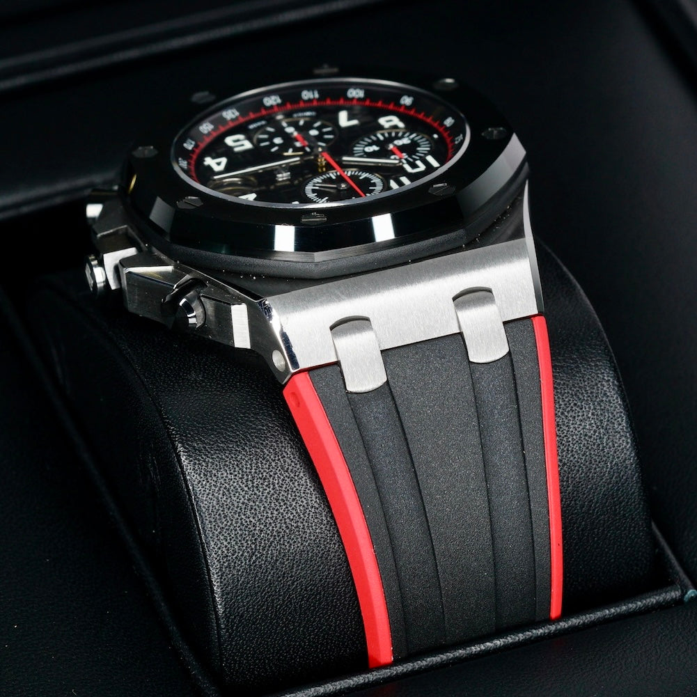 Audemars Piguet Royal Oak Offshore 26470SO.OO.A002CA.01 “VAMPIRE DARK KNIGHT” Black Dial Red Accents Ceramic Bezel Stainless Steel Chronograph 42mm