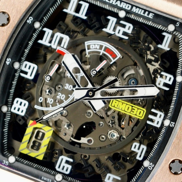 Richard Mille Rm 030 AL RG Skeleton Dial Rose Gold Red Rubber Strap 2015