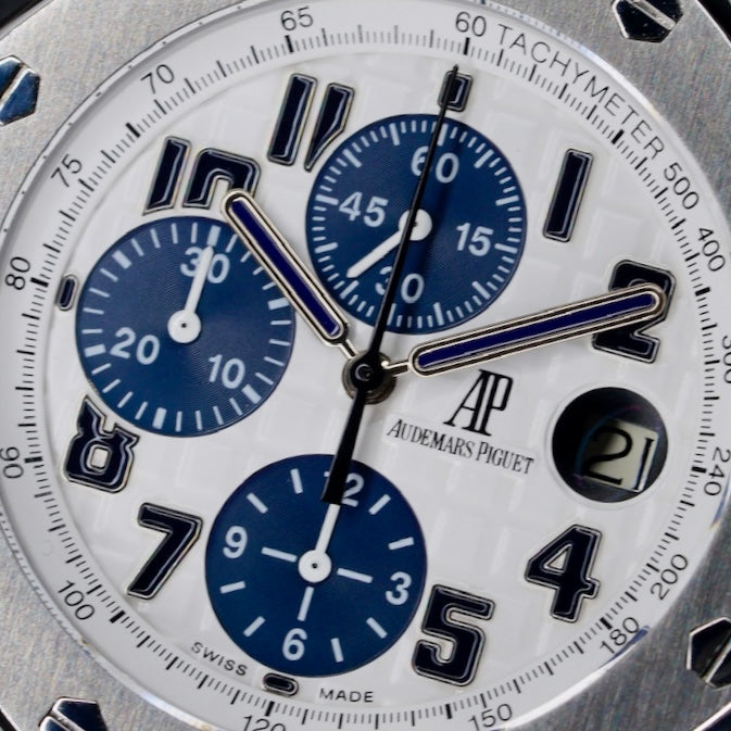 Audemars Piguet Royal Oak Offshore 26170ST.OO.D305CR.01 “BLUE PANDA” White Dial Navy Sub Dials Stainless Steel Rubber Strap 42mm