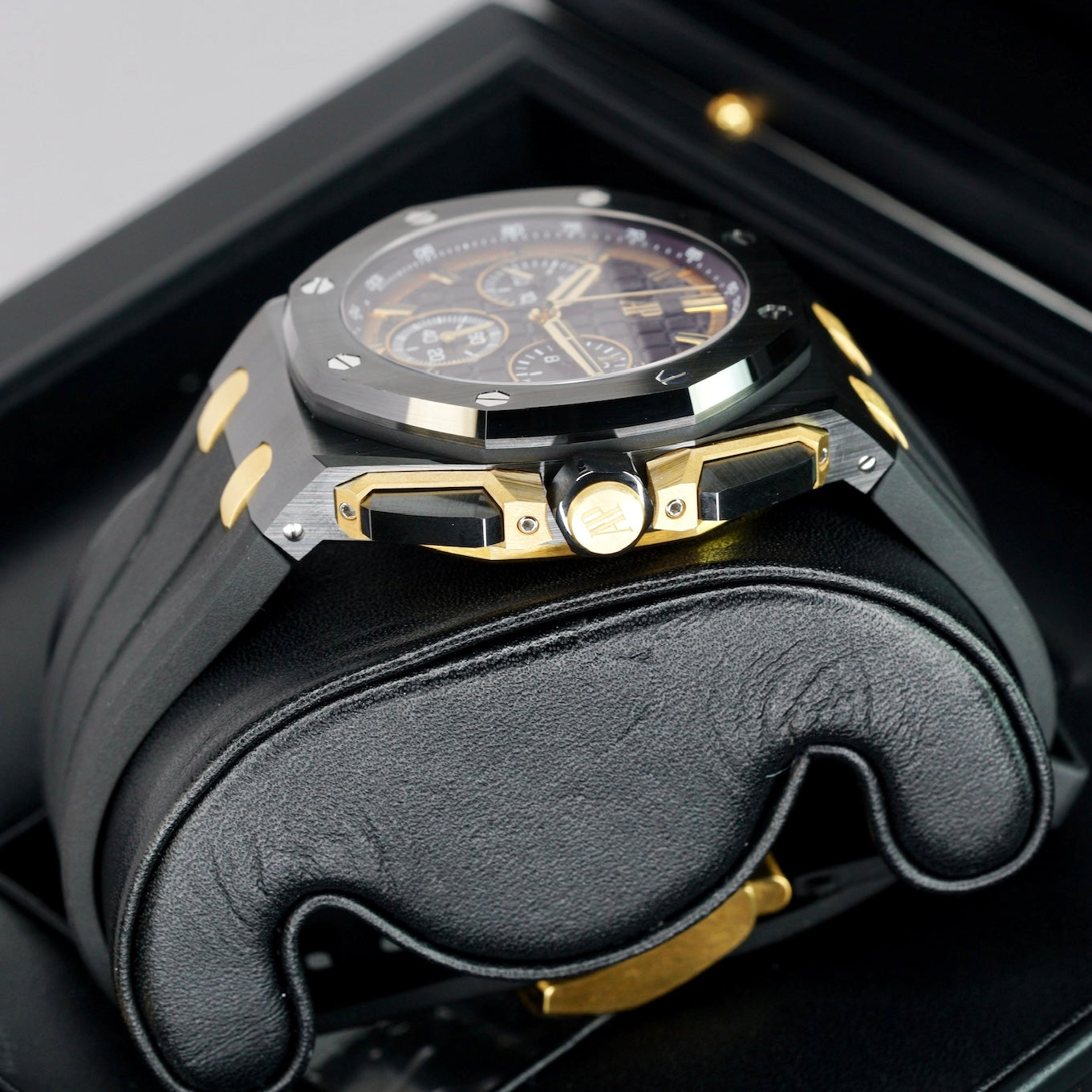Audemars Piguet Royal Oak Offshore 26420CE.OO.A127CR.01 Ceramic Black Dial Yellow Accents Rubber Strap