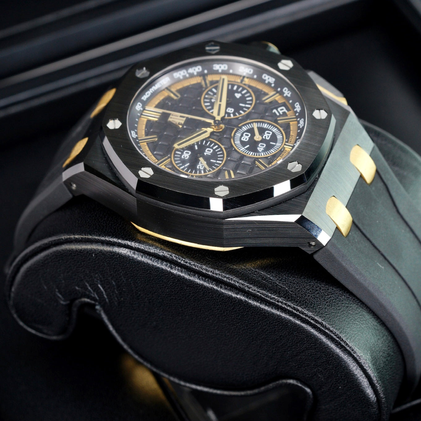 Audemars Piguet Royal Oak Offshore 26420CE.OO.A127CR.01 Ceramic Black Dial Yellow Accents Rubber Strap