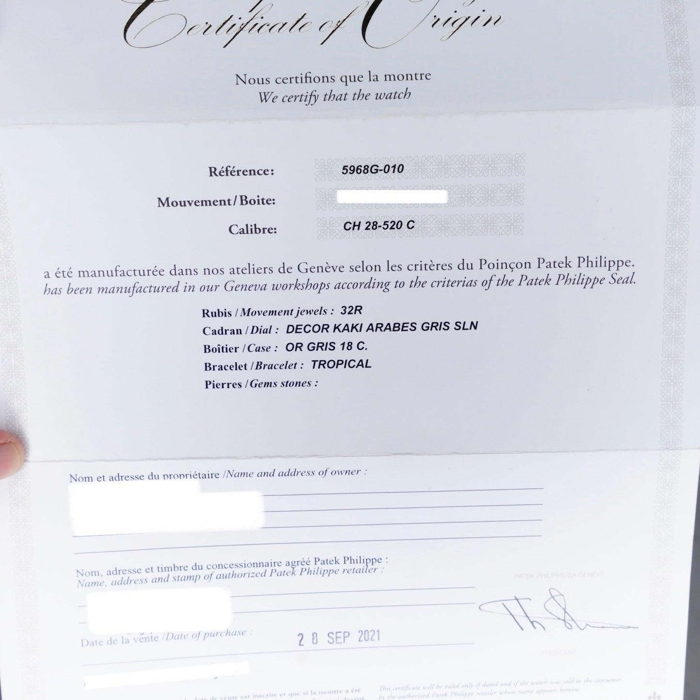 Patek Philippe Aquanaut 5968G-010 “GREEN TRAVEL AQUA” Green Kaki Dial White Gold Tropical Strap 42.2mm 2021