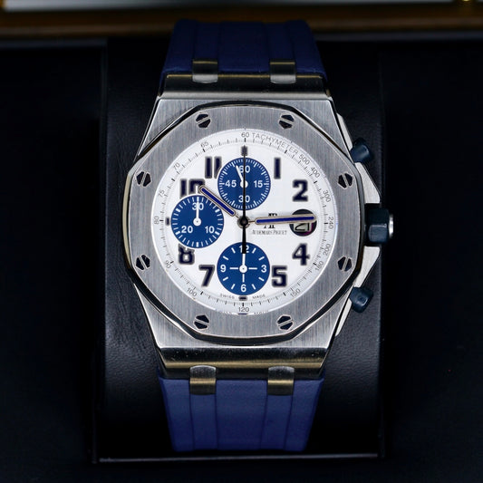 Audemars Piguet Royal Oak Offshore 26170ST.OO.D305CR.01 “BLUE PANDA” White Dial Navy Sub Dials Stainless Steel Rubber Strap 42mm