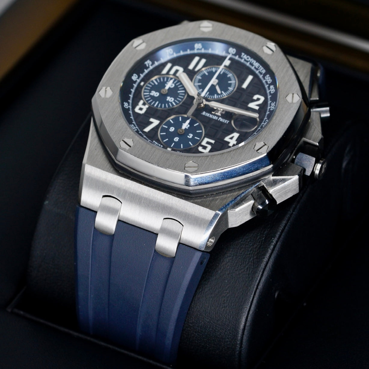 Audemars Piguet Royal Oak Offshore 26470ST.OO.A028CR.01 “BATMAN” Black Dial Blue Sub Dials Stainless Steel Chronograph 42mm