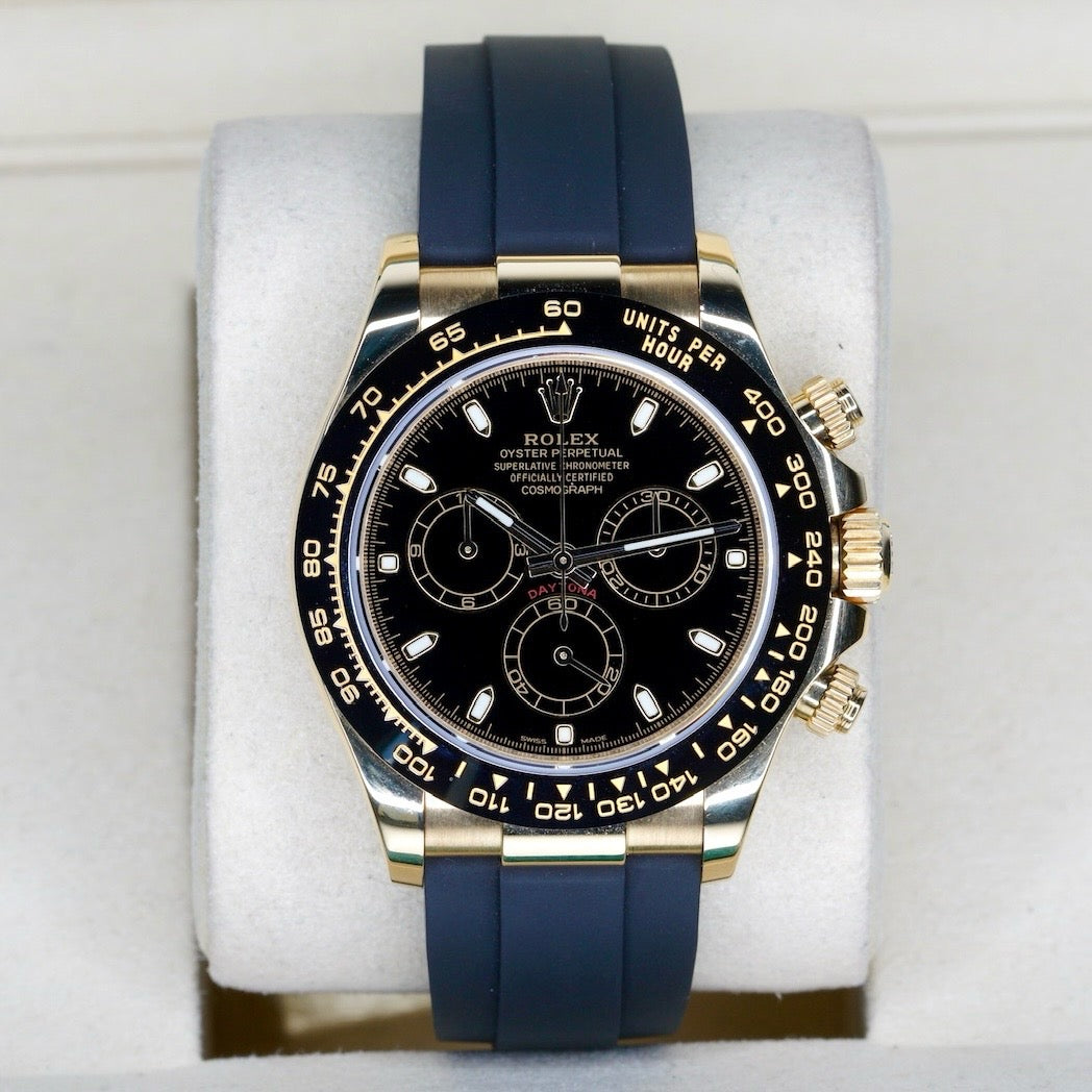 Rolex Daytona 116518LN Black Dial Yellow Gold Oysterflex 40mm 2021