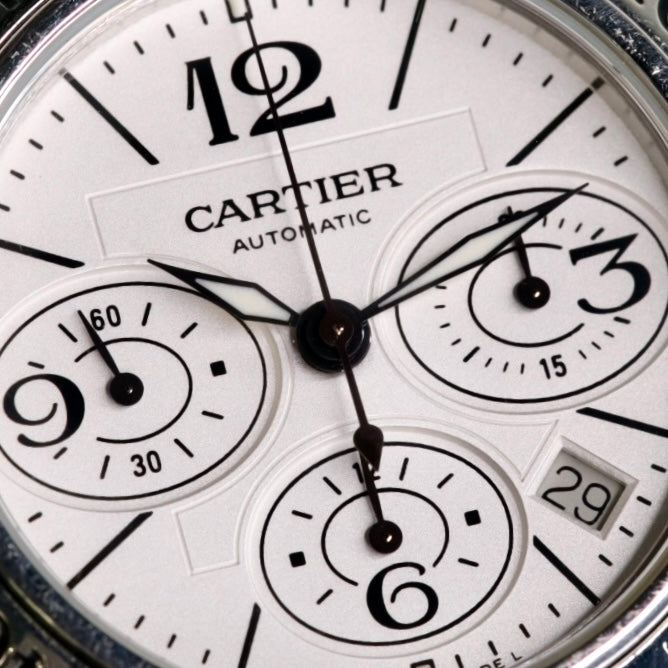 Cartier Pasha Seatimer W31089M7 / 2995 Chronograph White Dial Stainless Steel 42mm