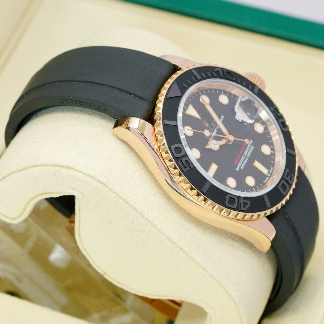 Rolex Yacht-Master 126655 Rose Gold Black Dial Oysterflex 40mm