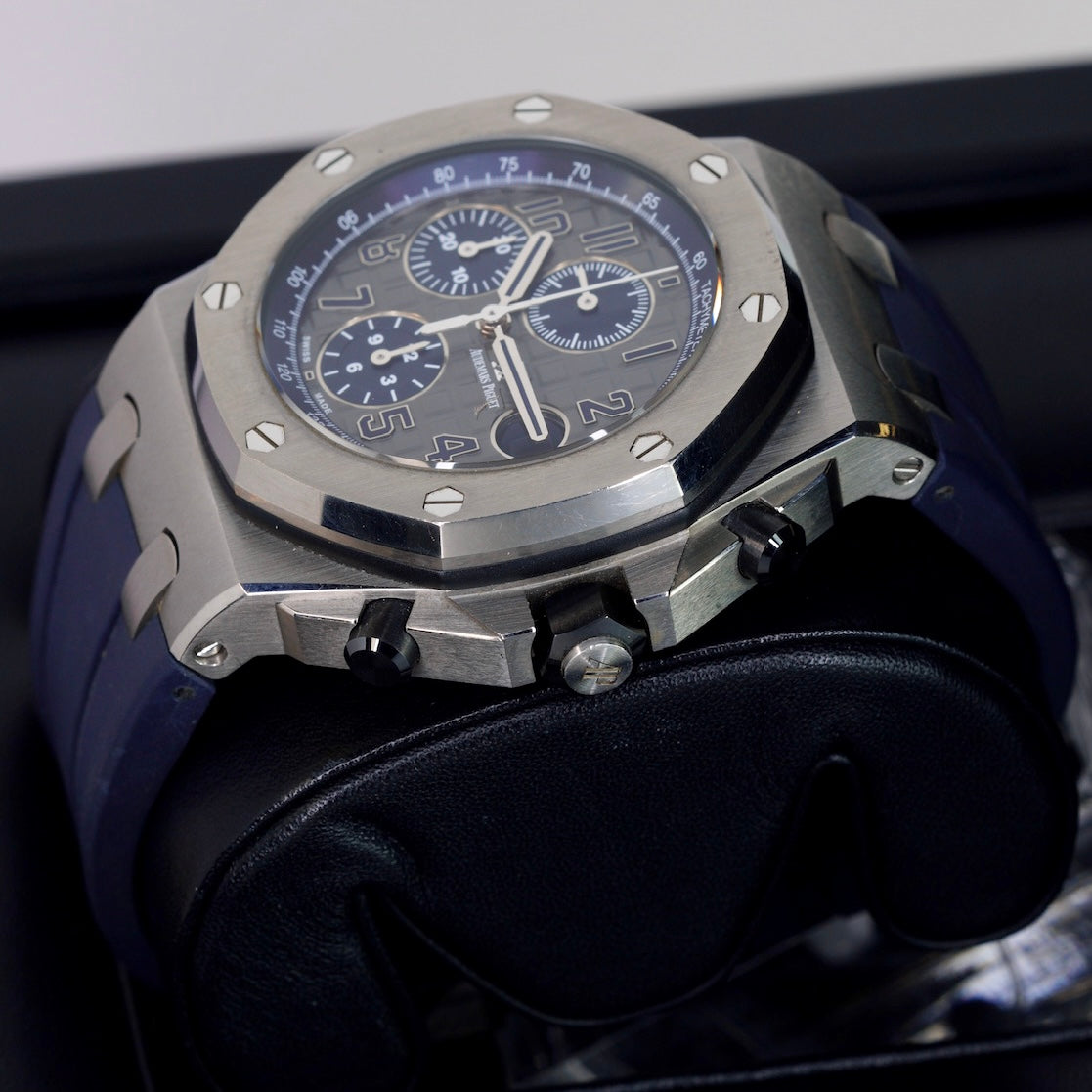 Audemars Piguet Royal Oak Offshore 26474TI.OO.1000TI.01 “QEII CUP”  Grey Dial Blue Accents Titanium Chronograph 42mm