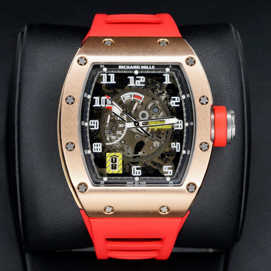 Richard Mille Rm 030 AL RG Skeleton Dial Rose Gold Red Rubber Strap 2015