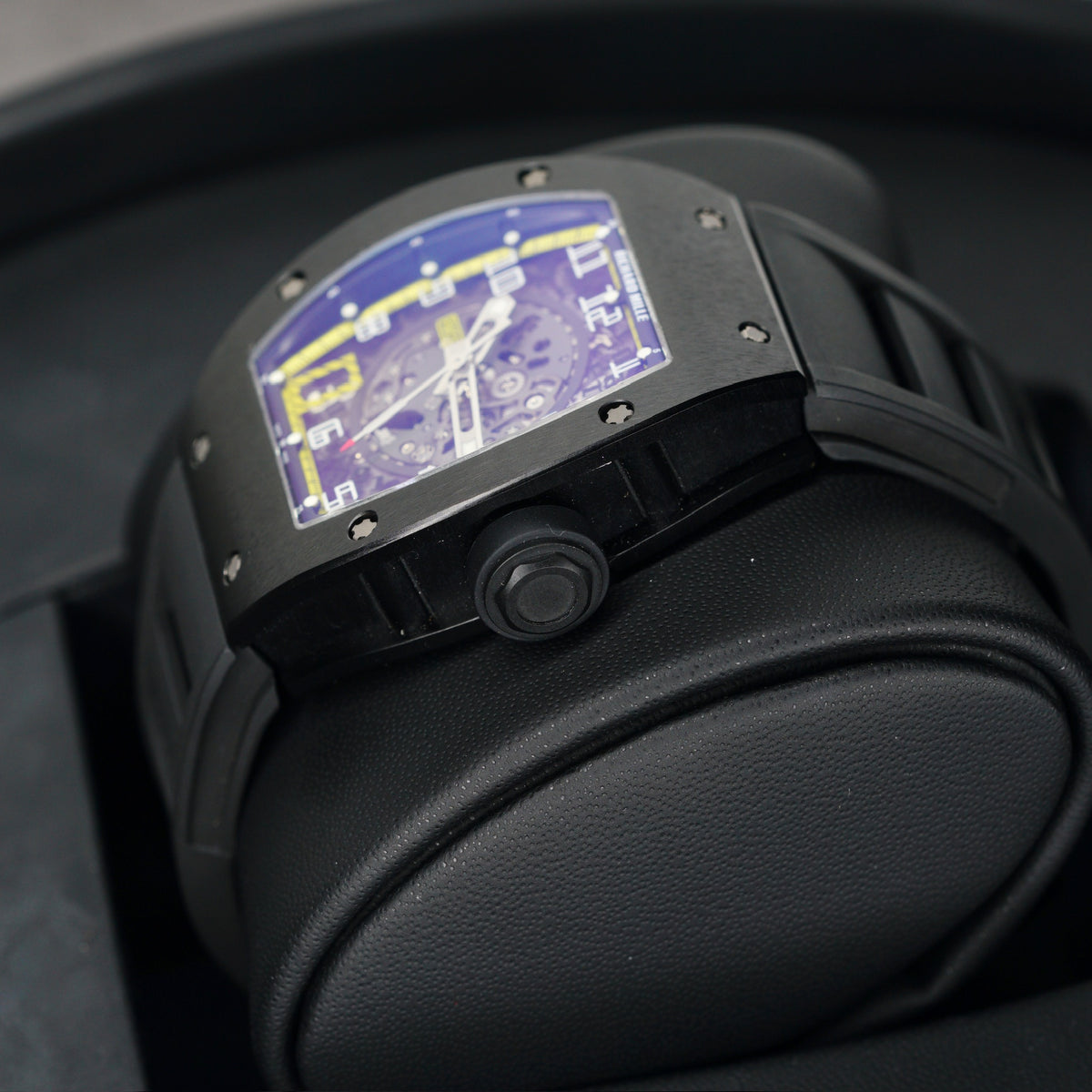 Richard Mille RM 010 “YELLOW FLASH” Skeleton Dial Yellow Accents Black Rubber Strap