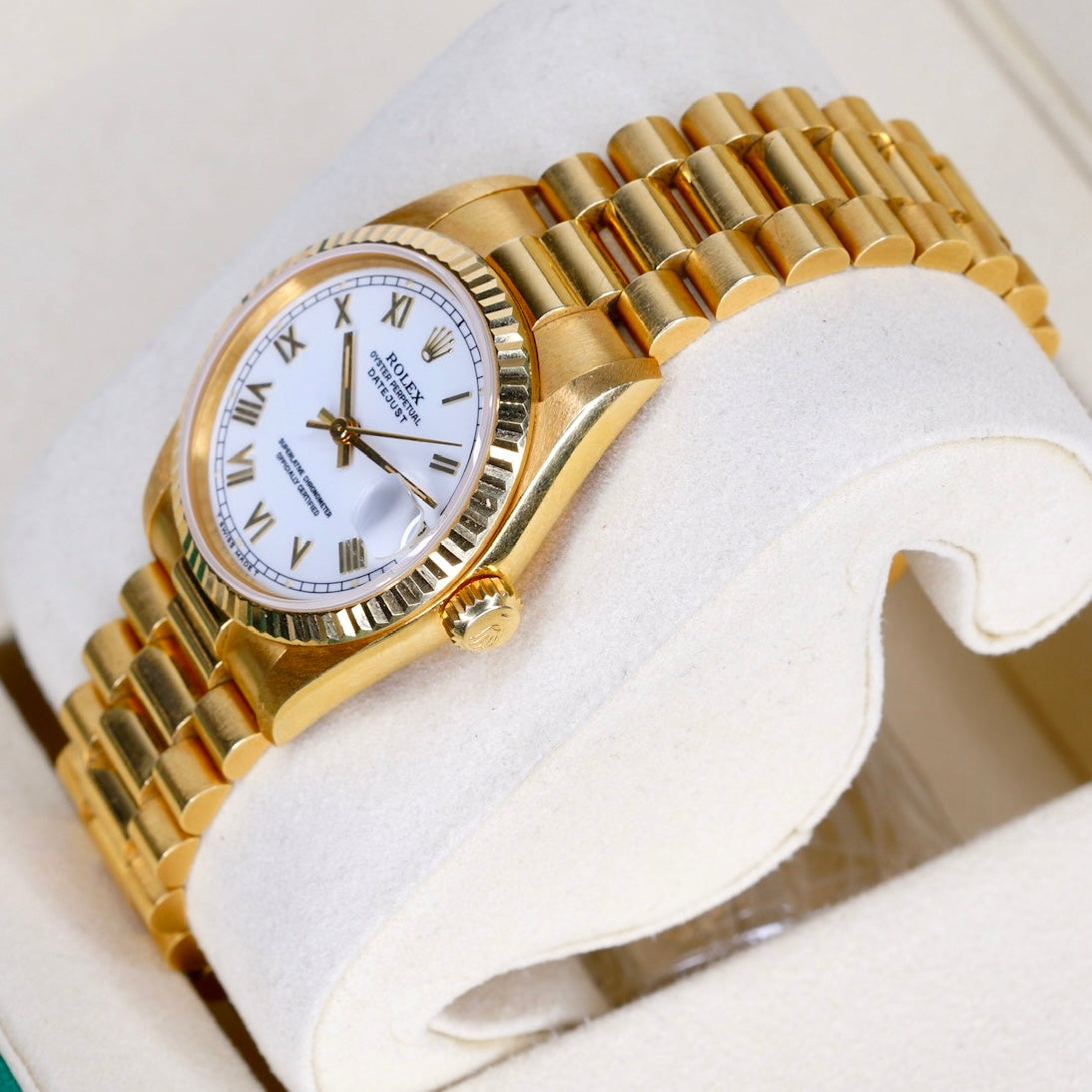 Rolex Datejust 68278 “PRESIDENT” White Roman Roulette Dial Yellow Gold President 31mm
