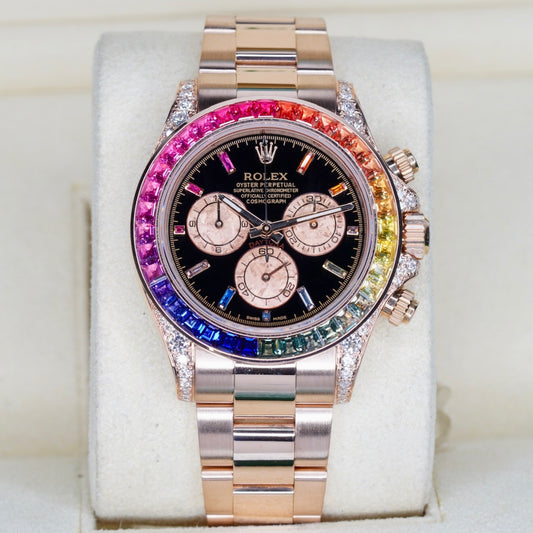 Rolex Daytona 116505 “AM RAINBOW” Black Dial AM Rainbow Set Rose Gold 40mm 2014